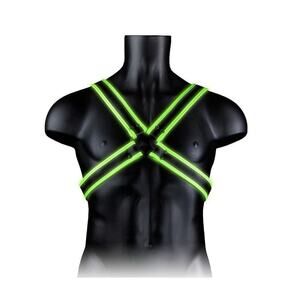 🦋B2G1🦋OUCH! Glow In The Dark NEON GREEN Bonded Leather Cross Harness | S/M |